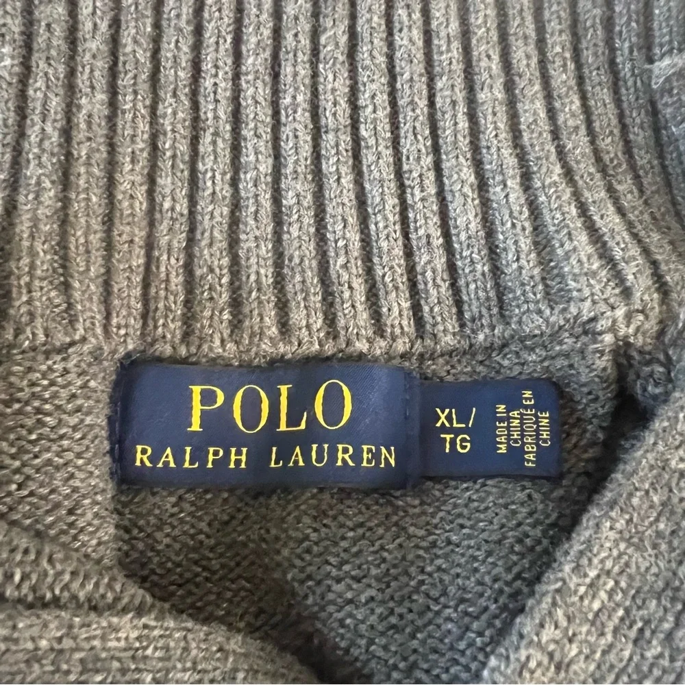 Polo Ralph Lauren Mock Neck Button Sweater Gray XL